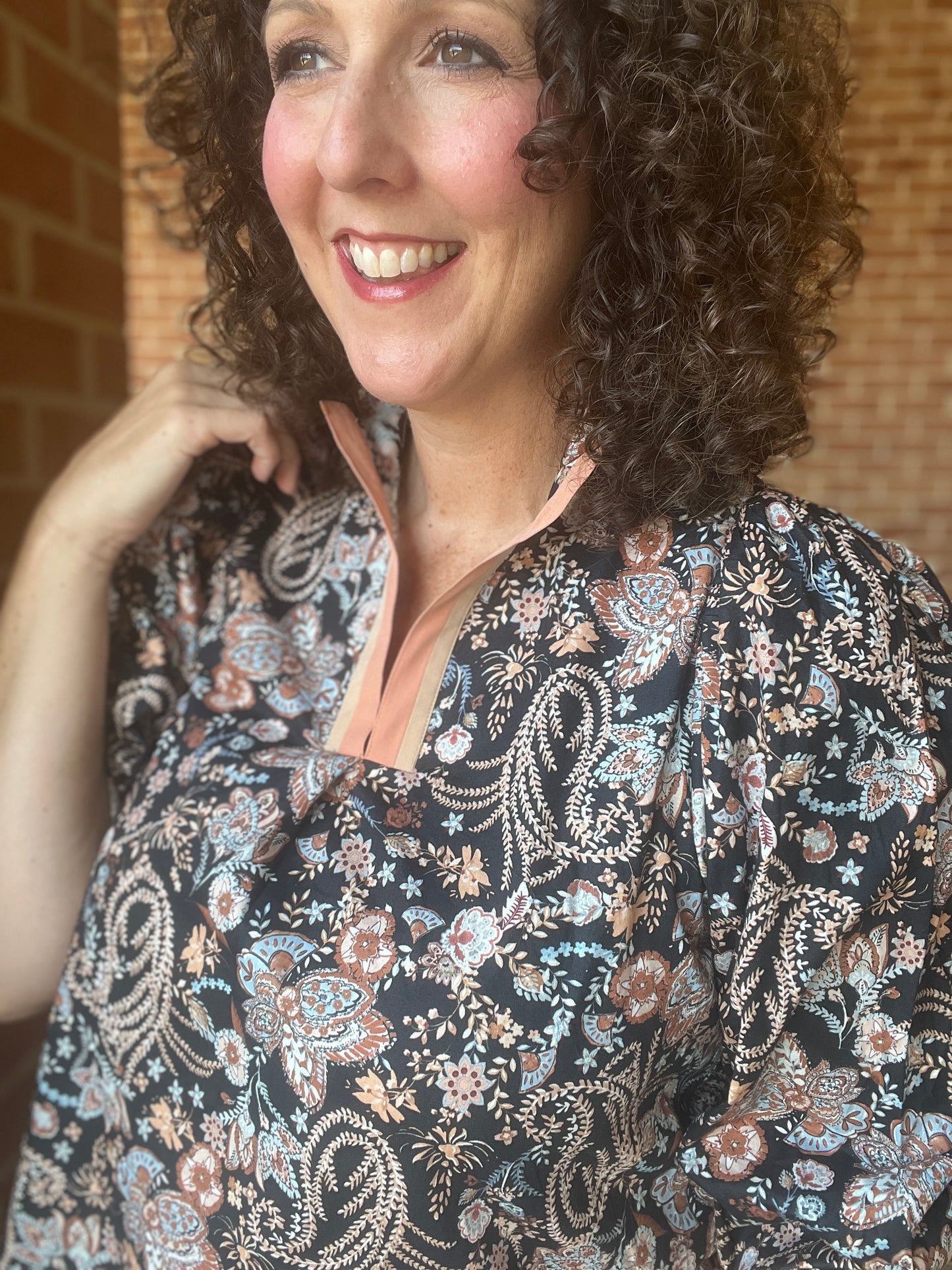 Paisley Split Neck Top