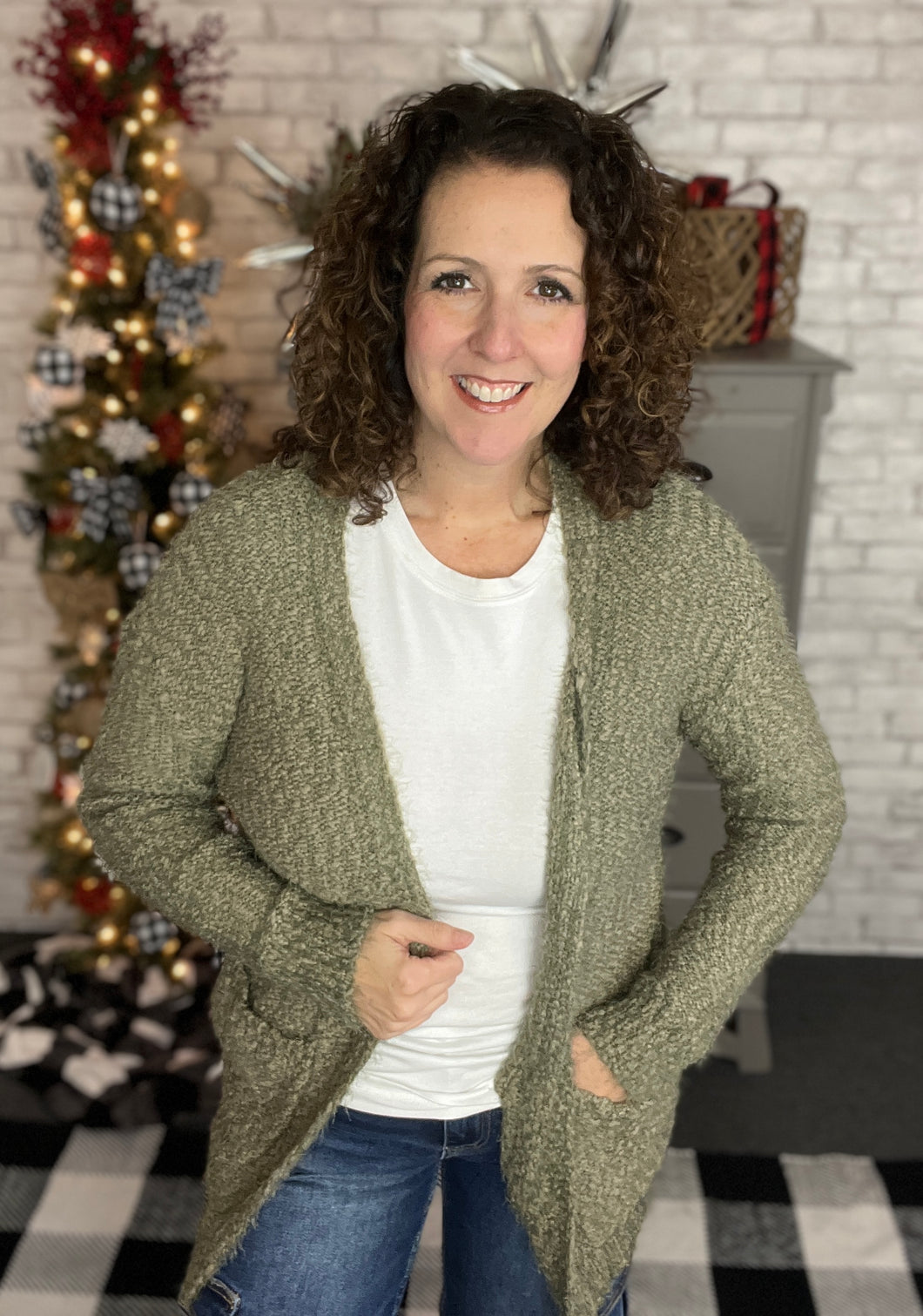 Open Fuzzy Knit Cardigan