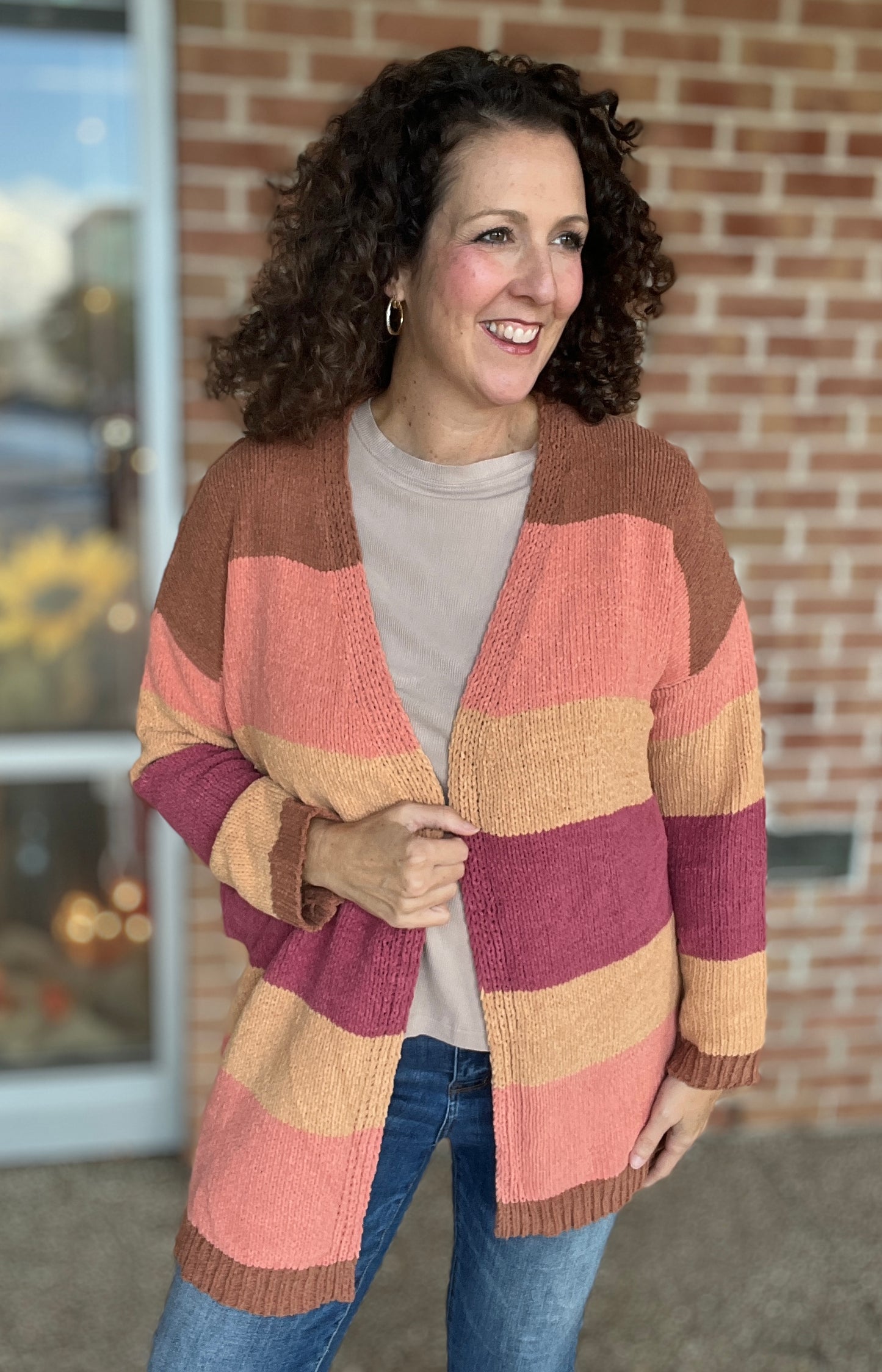 Chunky Striped Chenille Cardigan