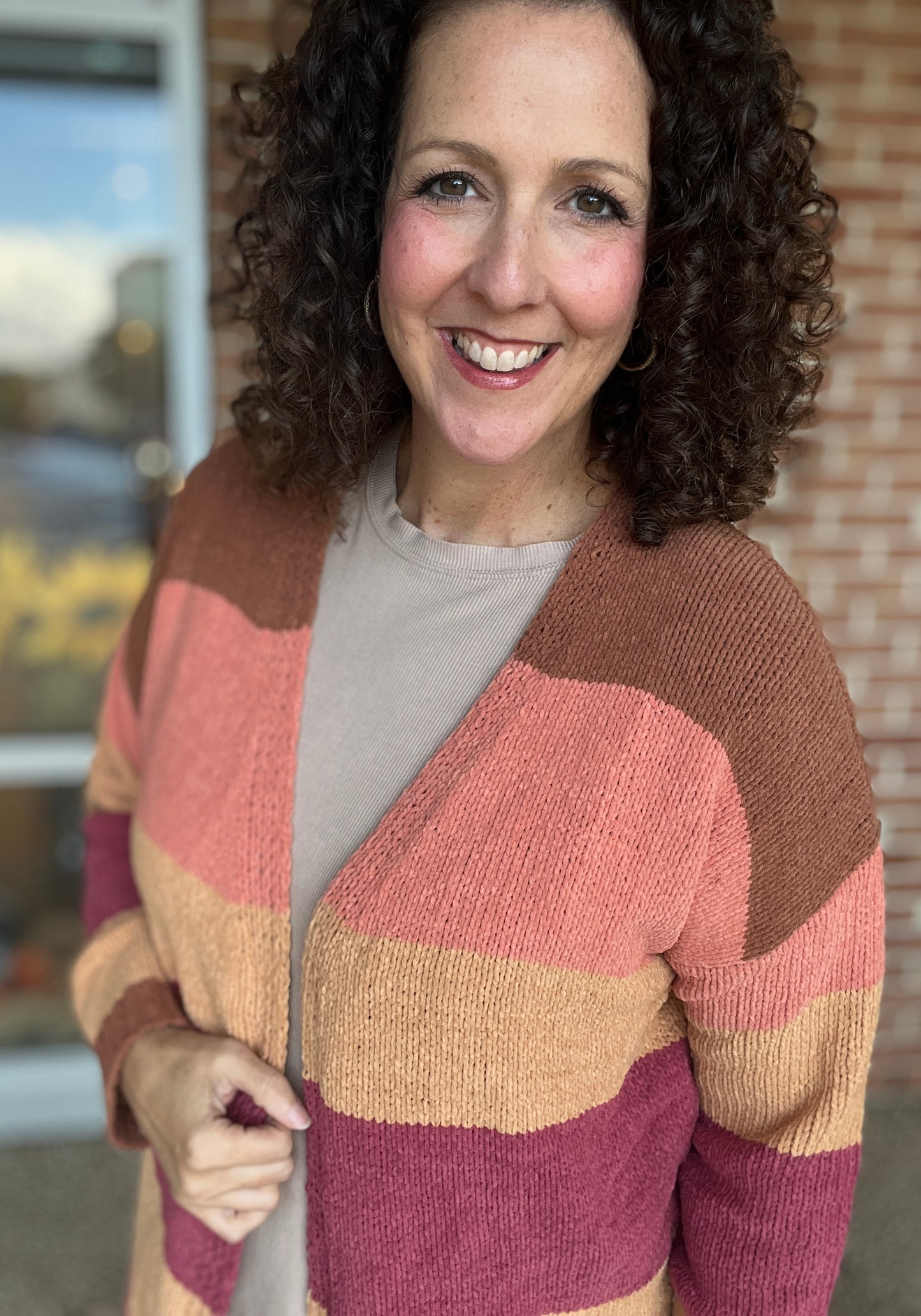 Chunky Striped Chenille Cardigan