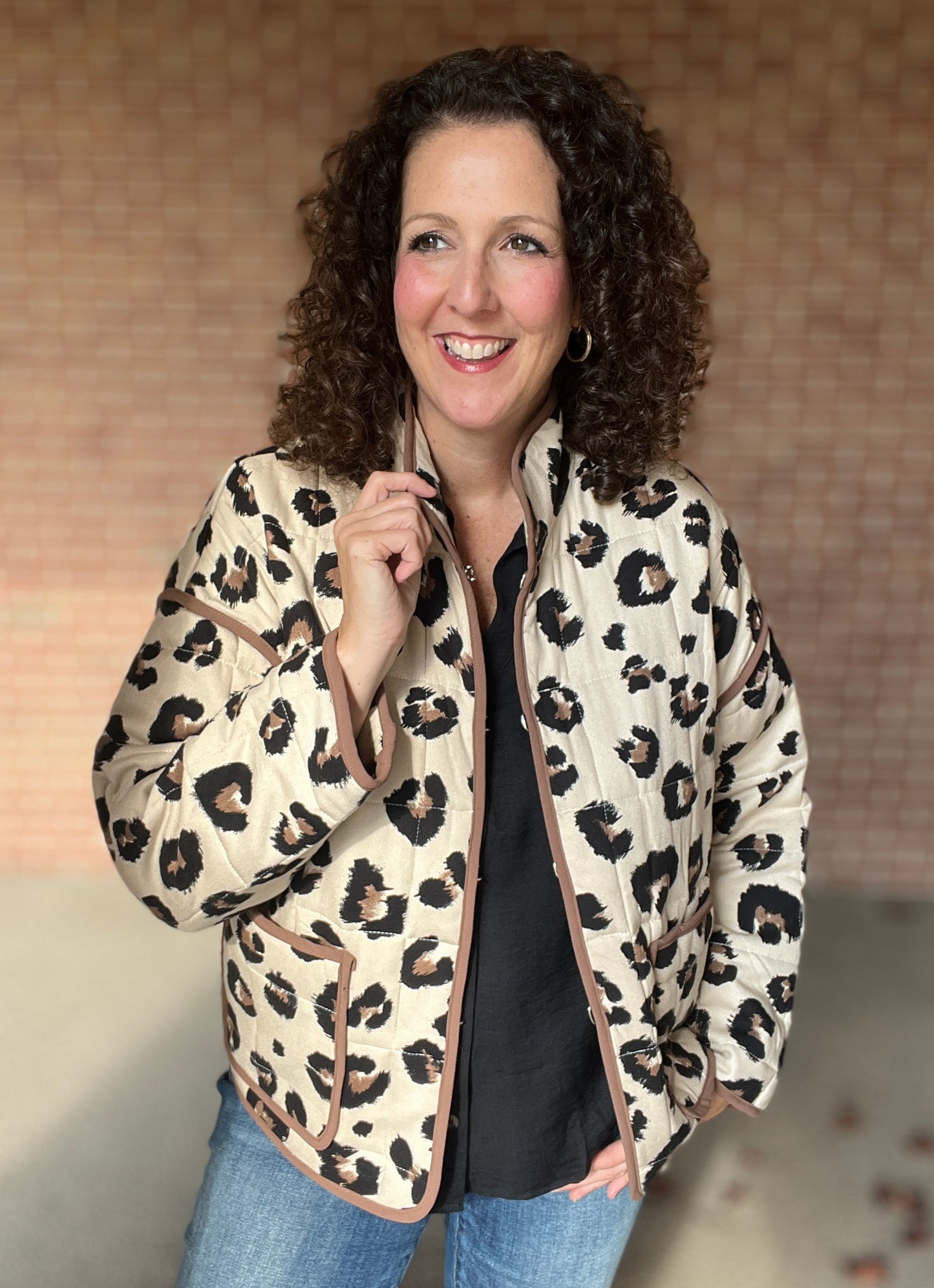 Quilted Leopard Print Jacket