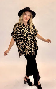 Animal Hi Lo Button Down with Side Slit