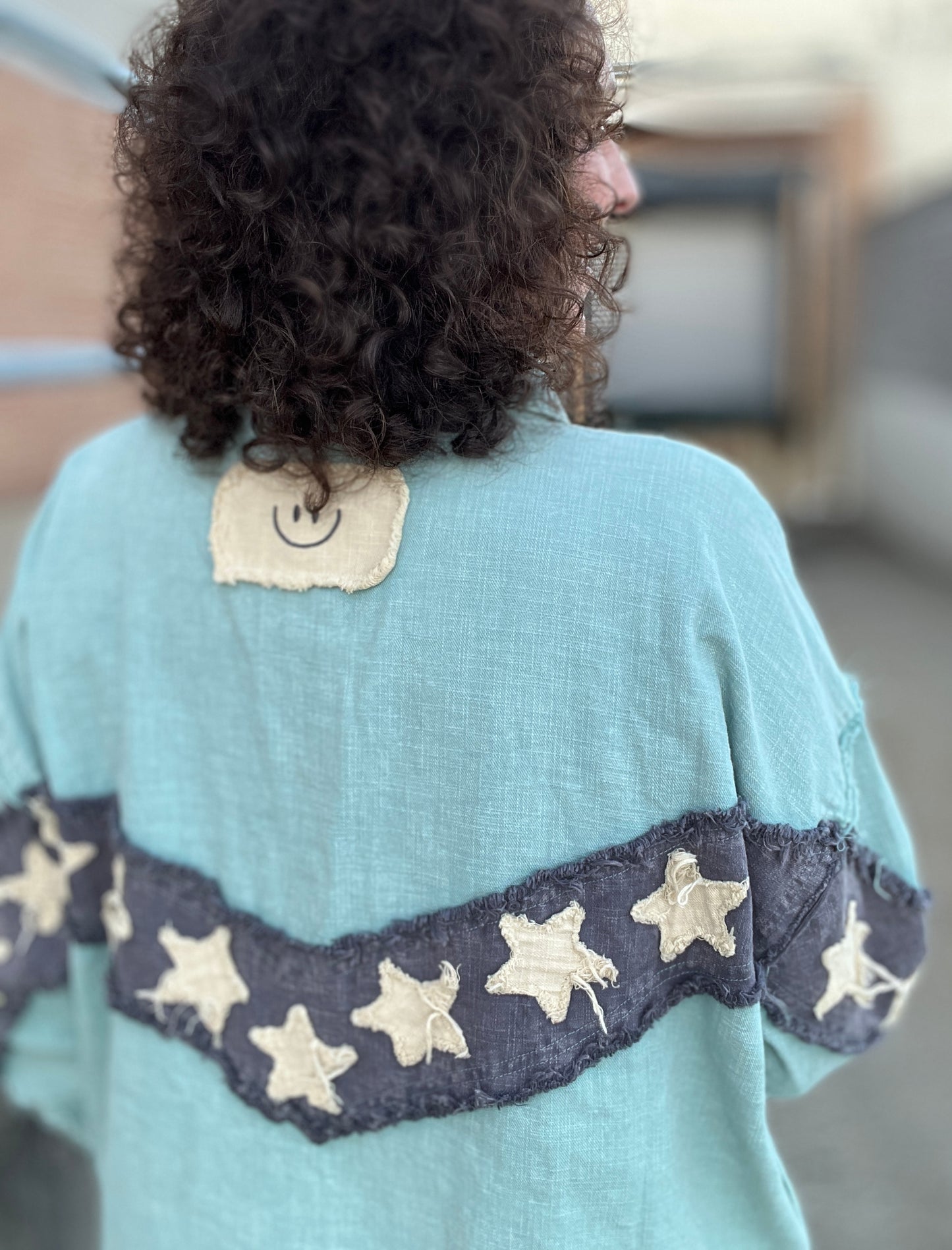 Frayed Patch Star Shacket