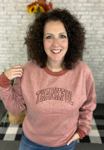 EMBROIDERED THANKFUL Sweatshirt