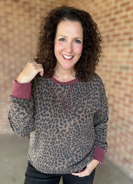 Corded Leopard Print Top