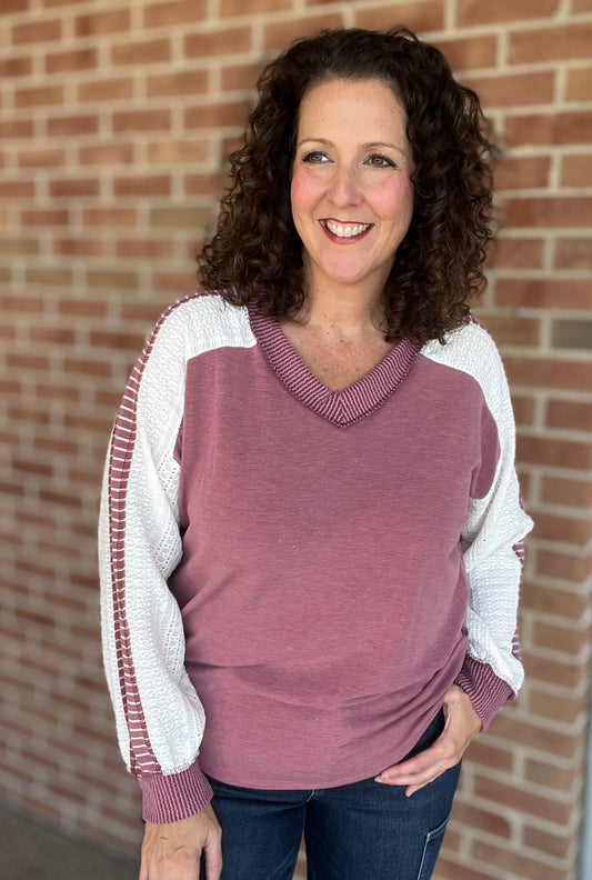 Mixed Fabric & Lace Top