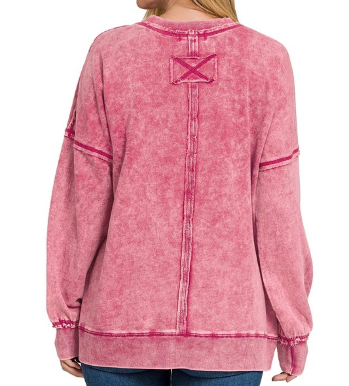 Acid Wash Pullover with Pockets