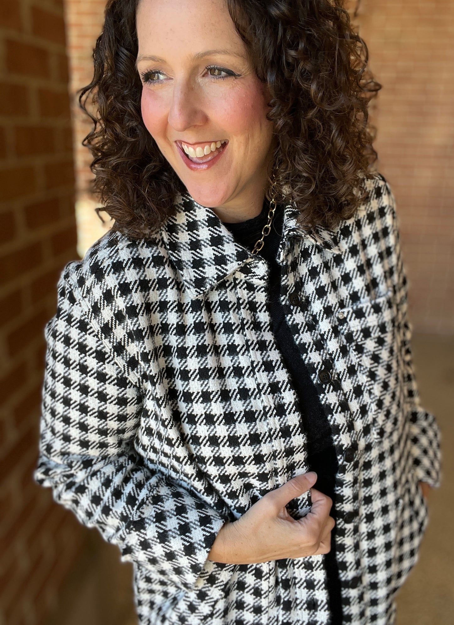 Houndstooth Longline Jacket