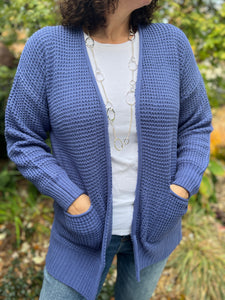 Waffle Knit Open Cardigan