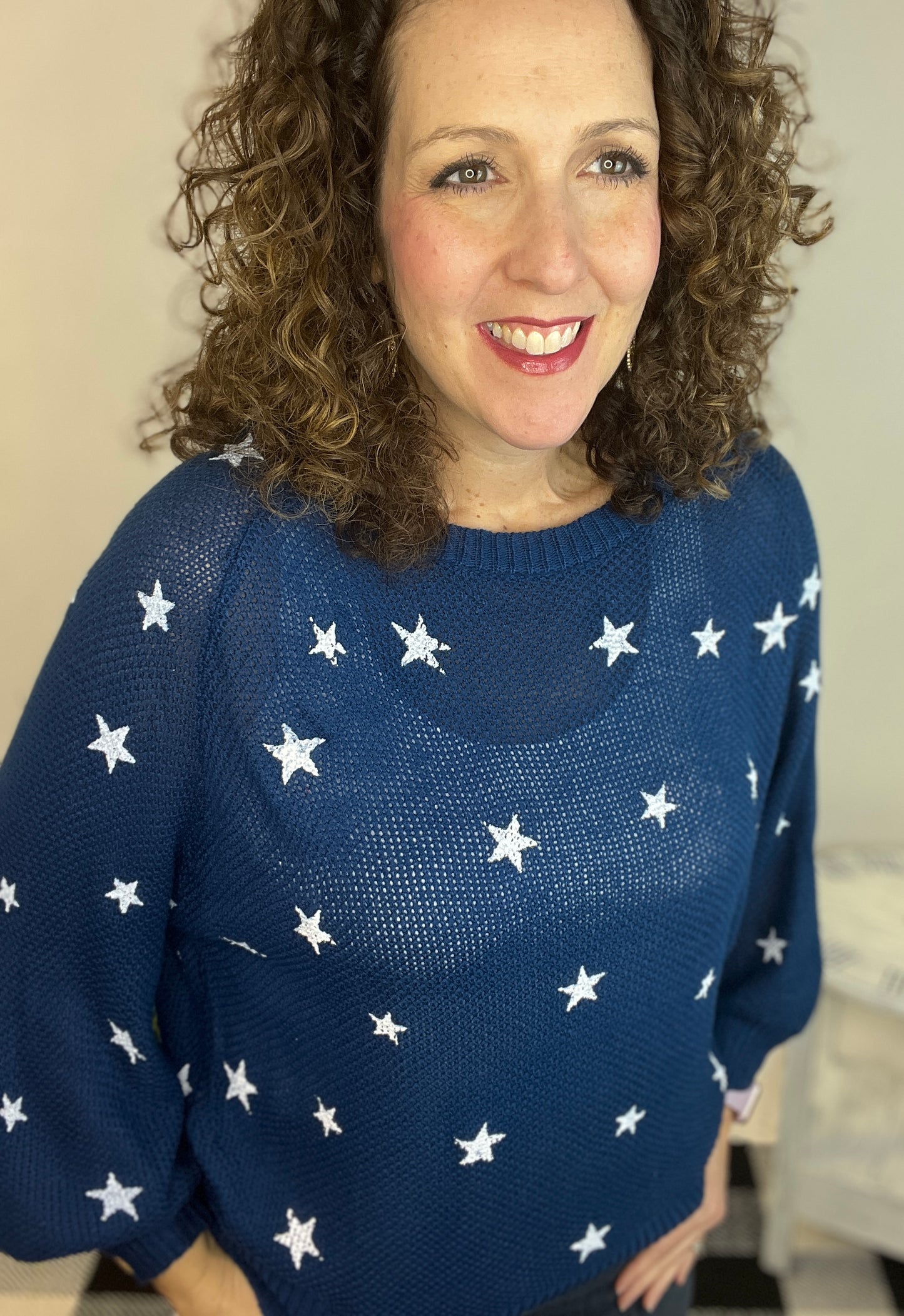 Star Stamped Lightweight Sweater