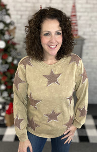 Star Patch Washed Pullover