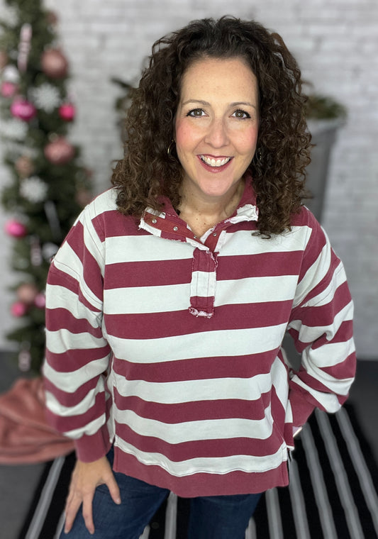 Rugby Stripe Mineral Wash Top