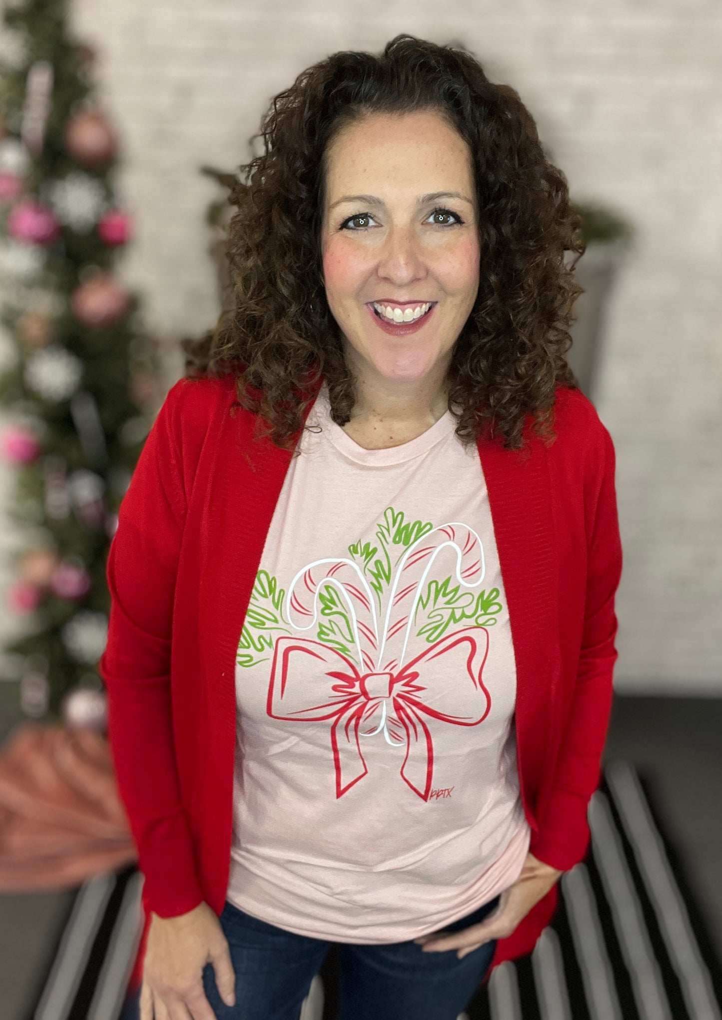 BLUSH CANDY CANE Graphic Tee