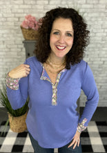 Load image into Gallery viewer, Floral Trim Henley Top