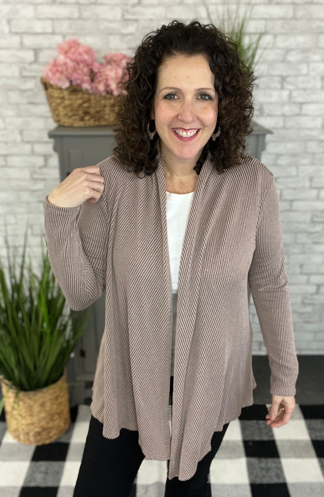 Open Front Ribbed Cardigan