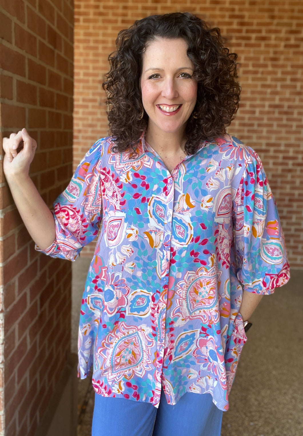 Mixed Paisley Print Swing Shirt