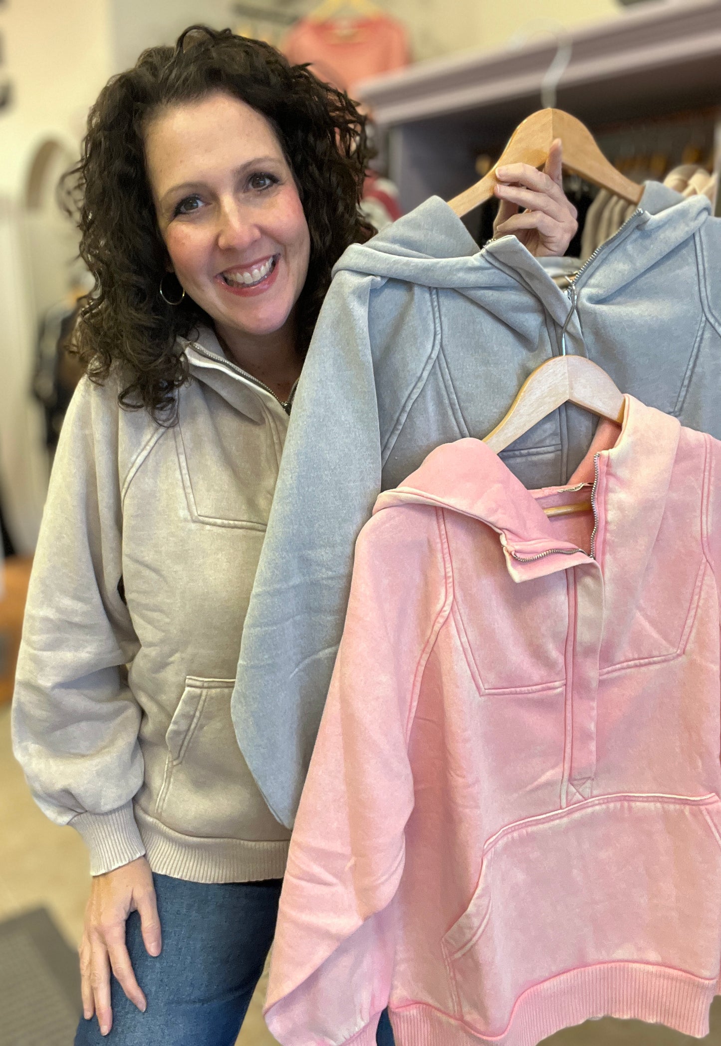 1/4 Zip Acid Wash Pullover