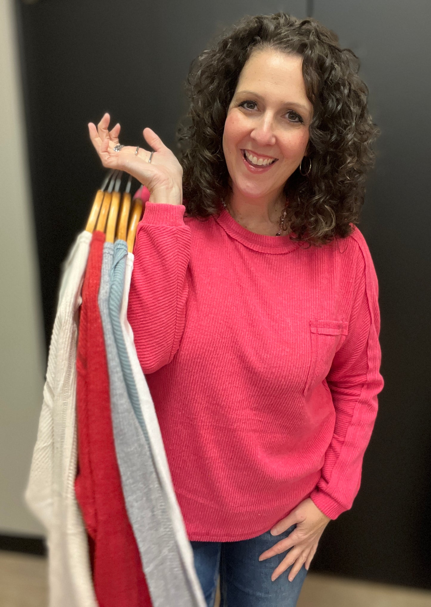 Brushed Ribbed Hacci Knit Top