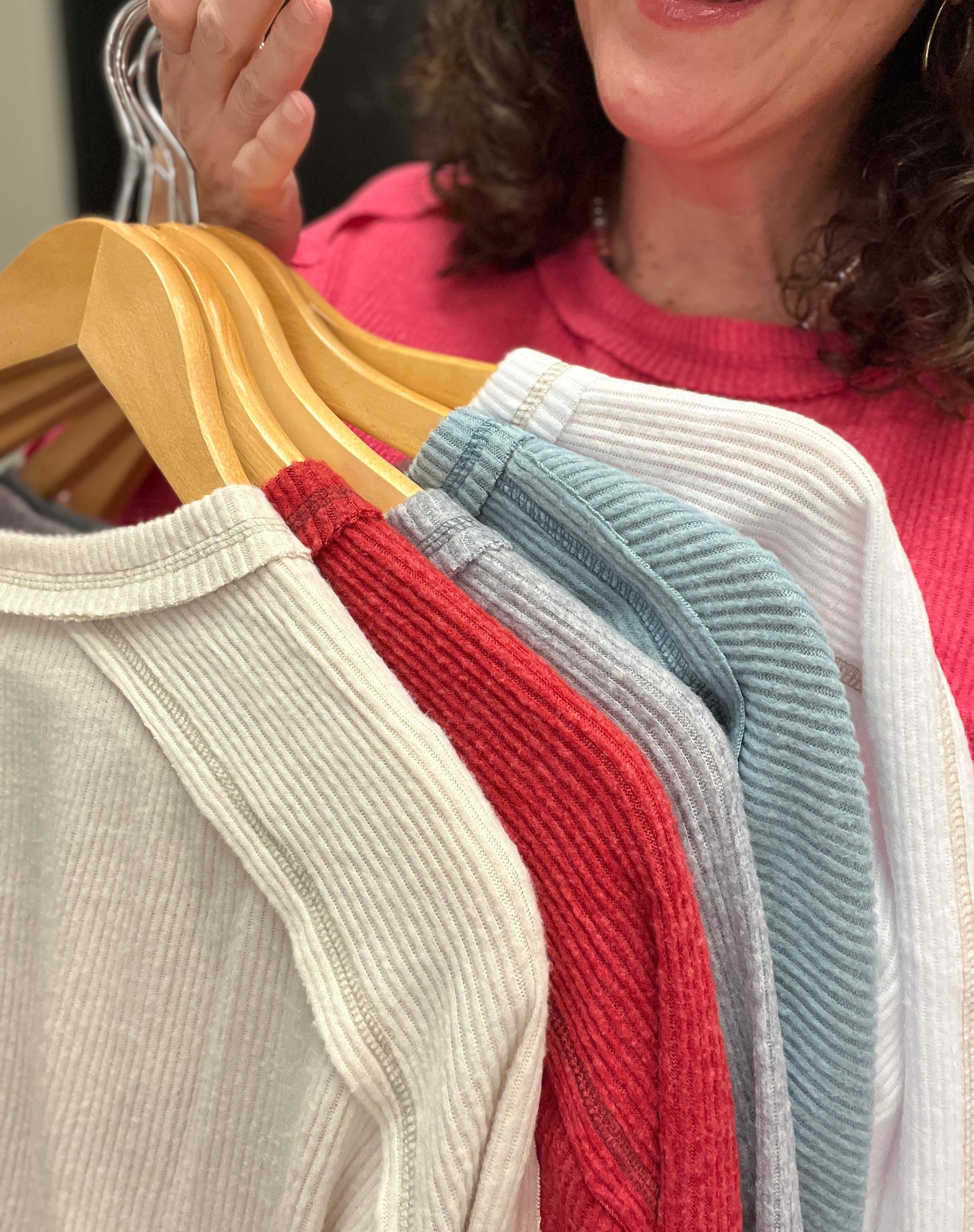 Brushed Ribbed Hacci Knit Top