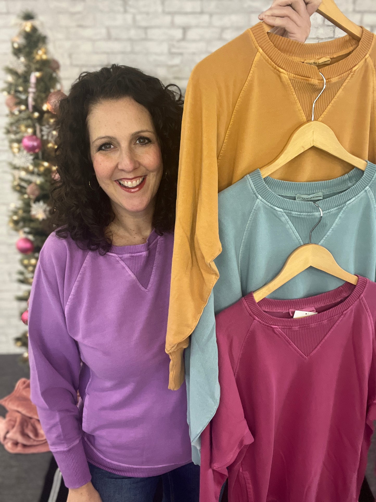 Acid Wash Sweatshirt with Ribbed Detail & Pockets