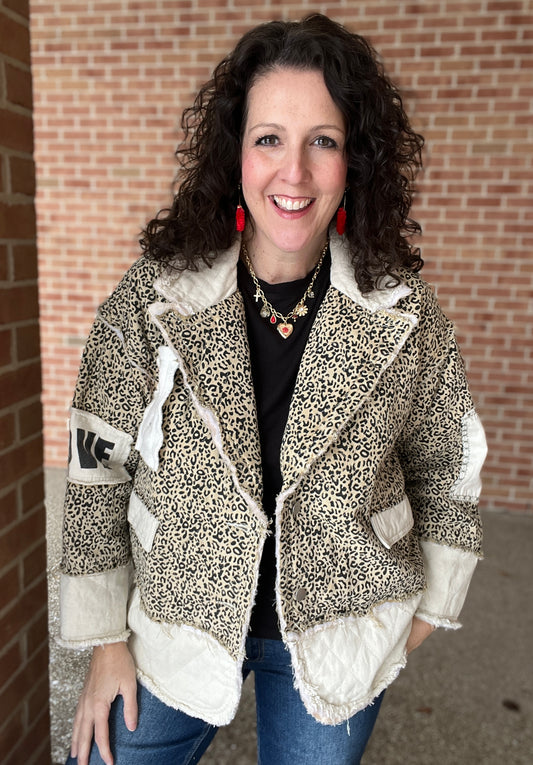Leopard LOVE Blazer-Style Jacket