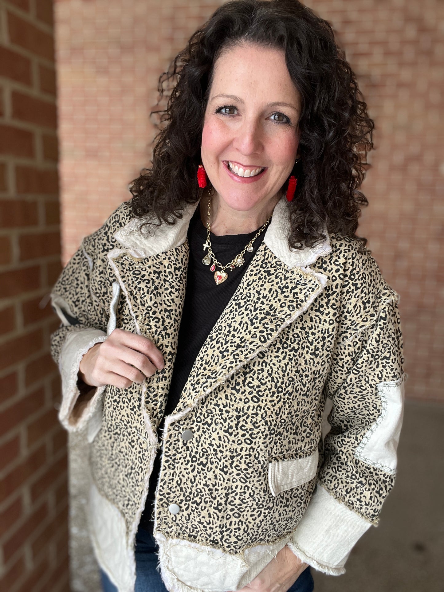 Leopard LOVE Blazer-Style Jacket