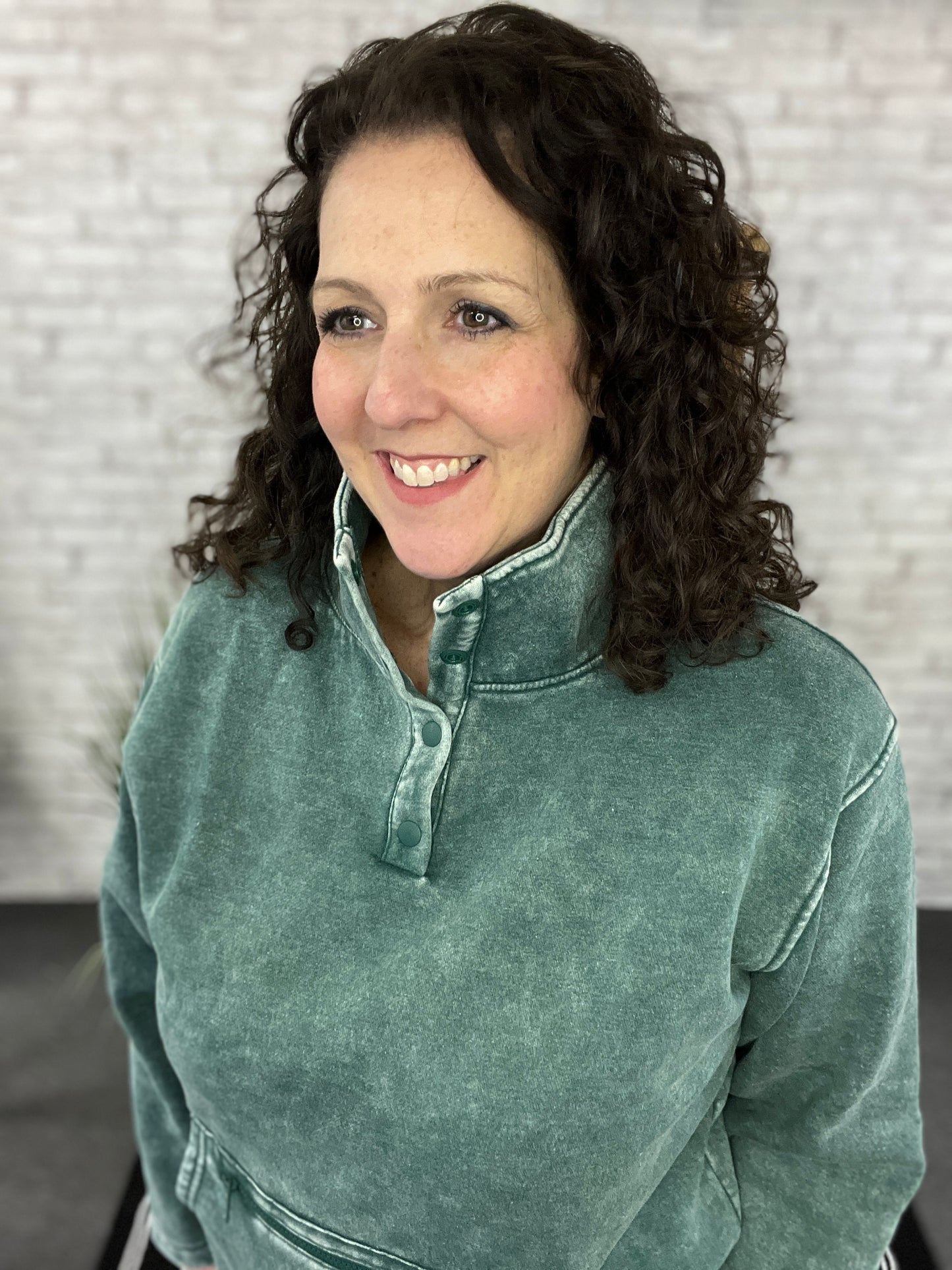 Fleece Washed High Neck Pullover