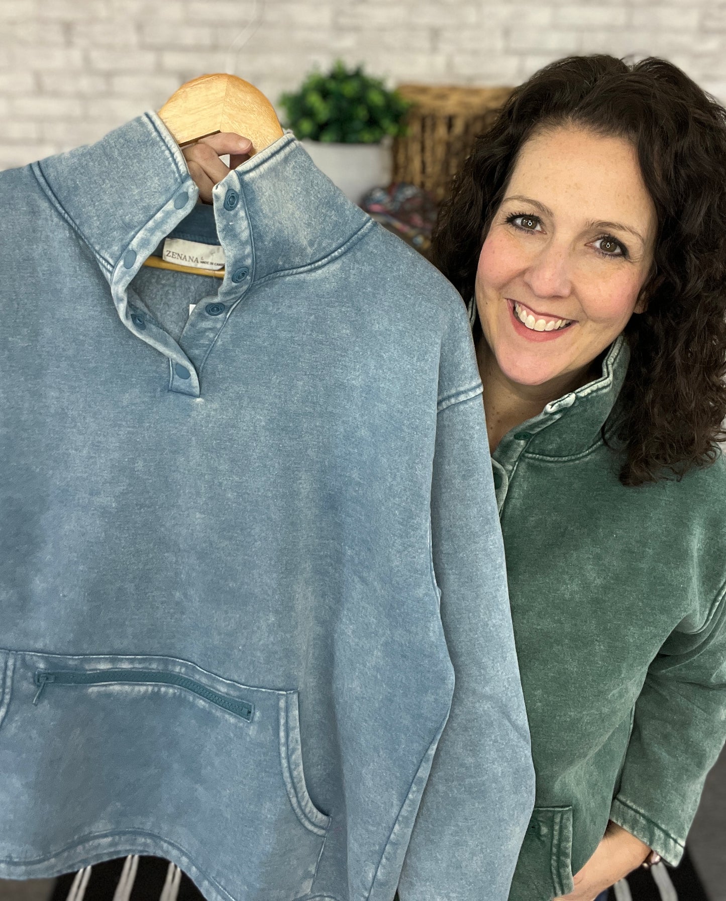 Fleece Washed High Neck Pullover