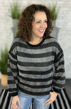 Load image into Gallery viewer, Chenille Striped Top with Silver Flecks