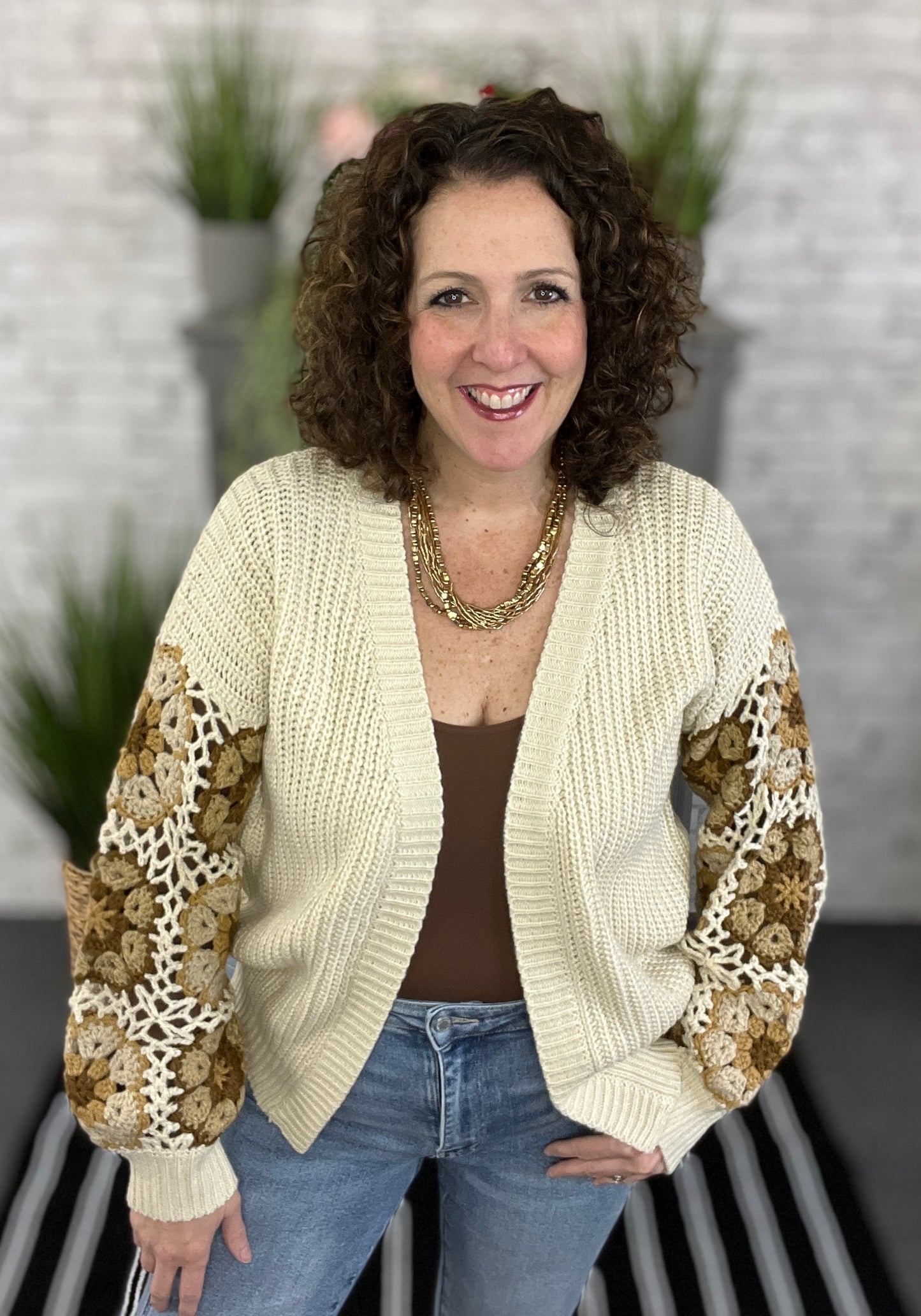 Neutral Crochet Sleeve Cardigan