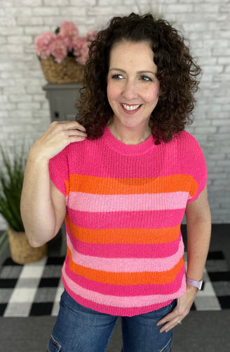 Lightweight Mixed Pink Stripe Sweater