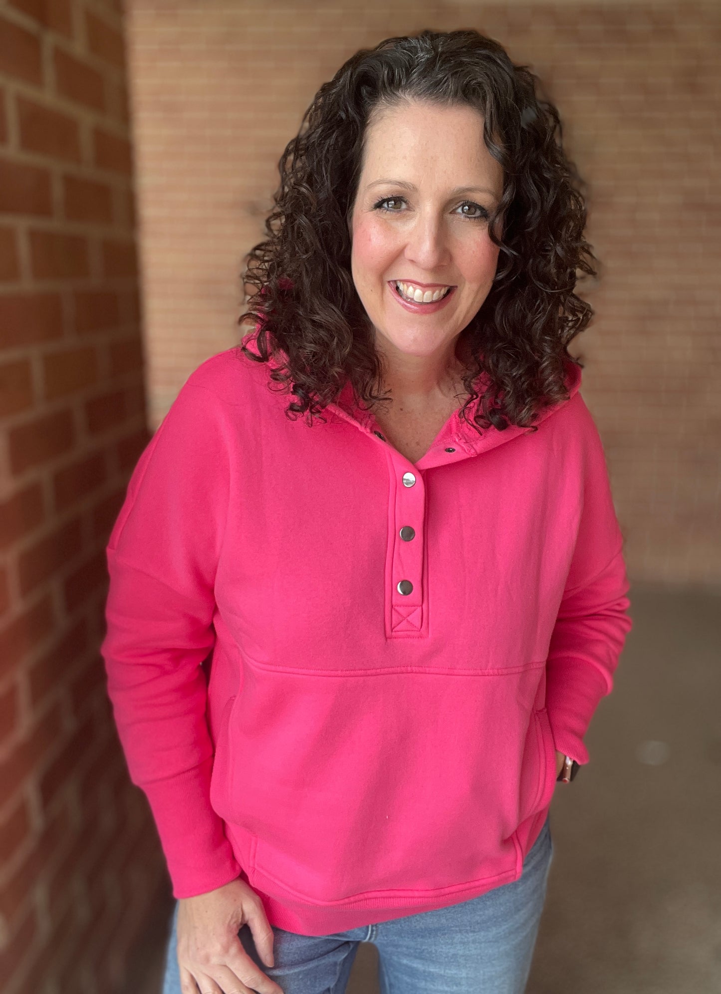 Fleece Half Snap Hooded Sweatshirts