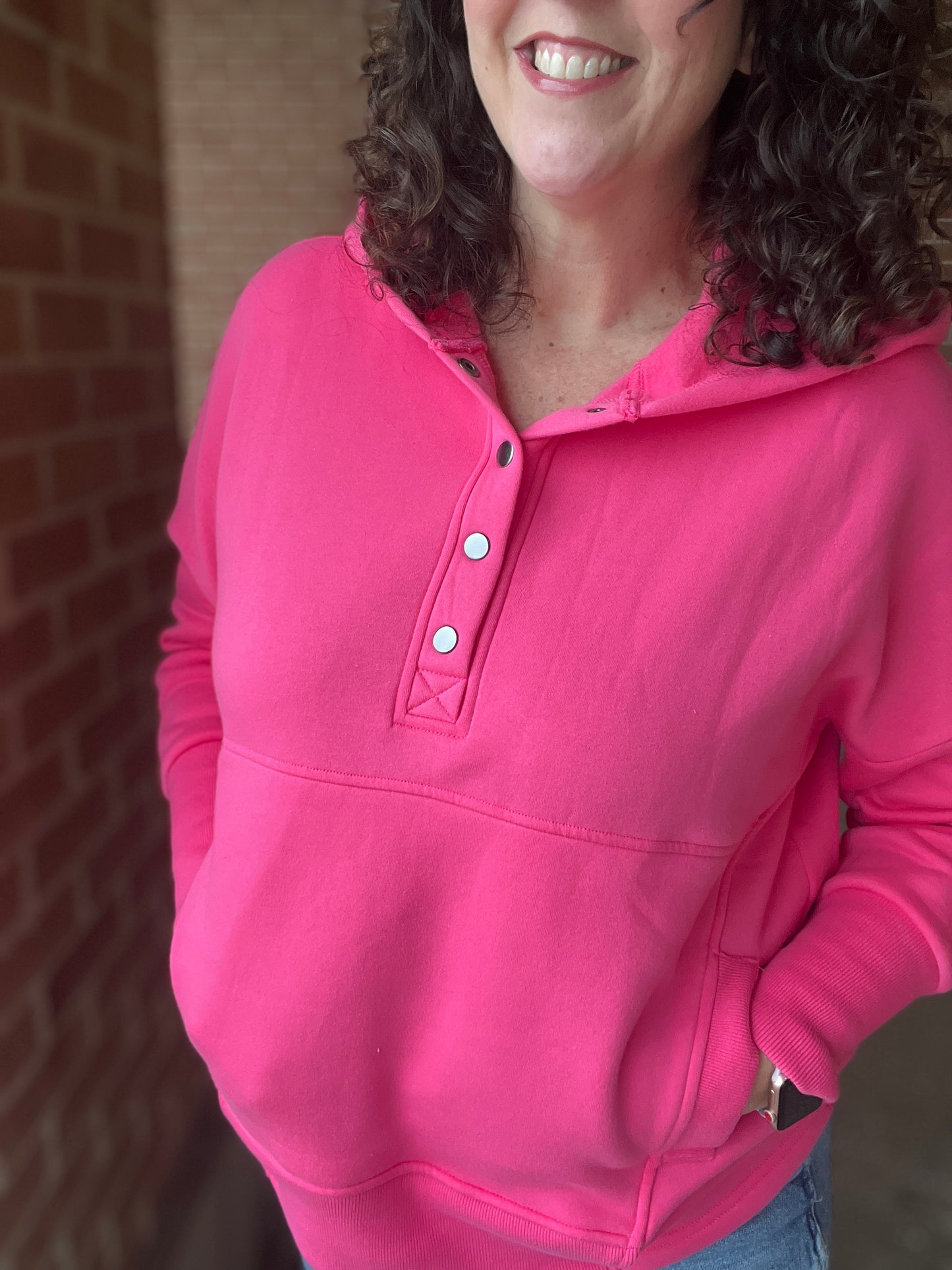 Fleece Half Snap Hooded Sweatshirts