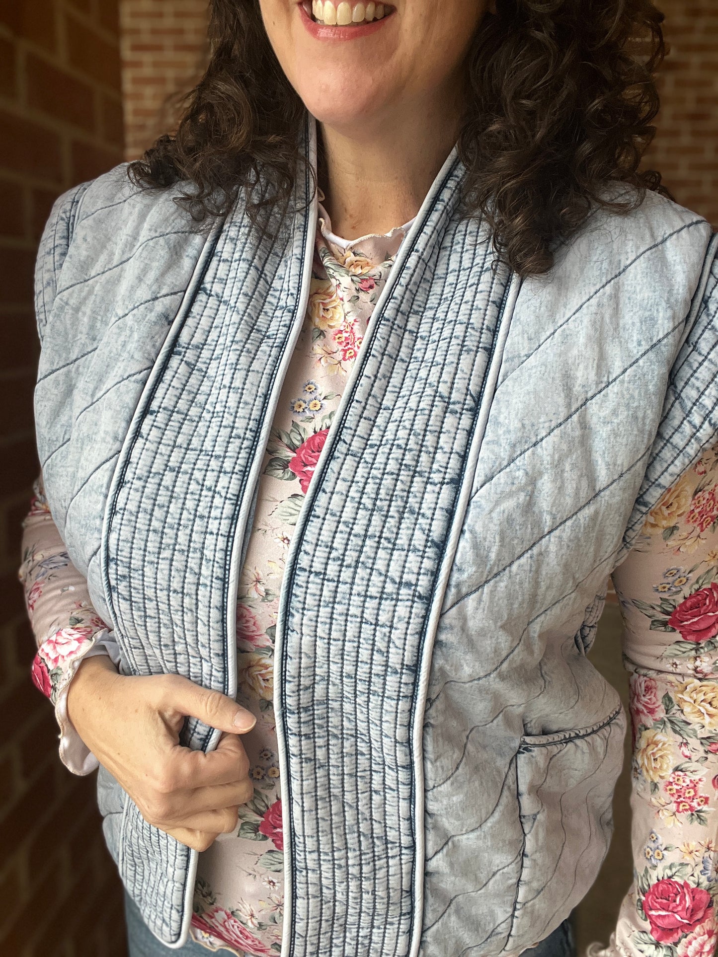 Quilted Washed Chambray Vest
