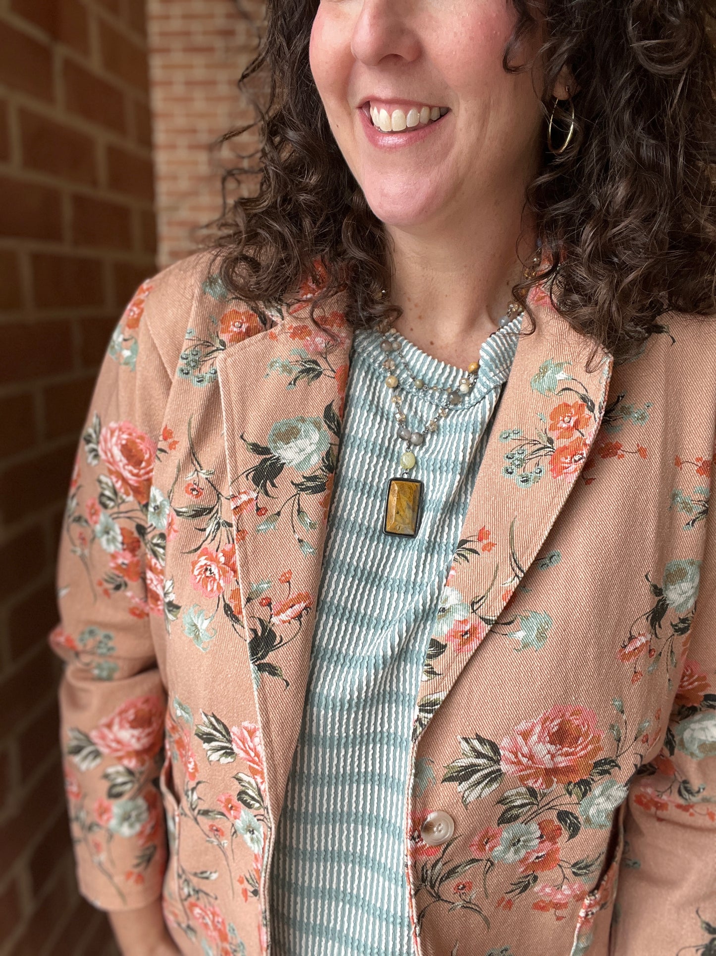 Floral Printed Single Button Blazer