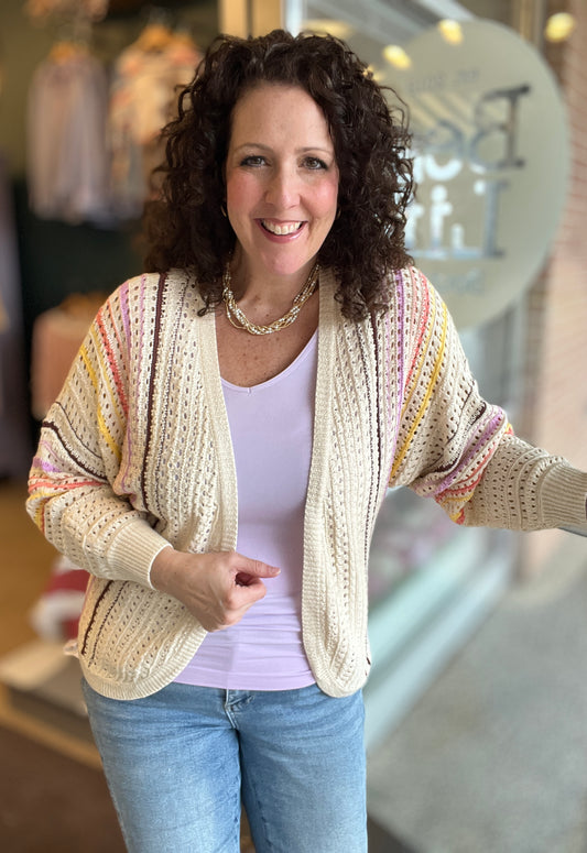 Dolman Multi Stripe Crocheted Cardigan
