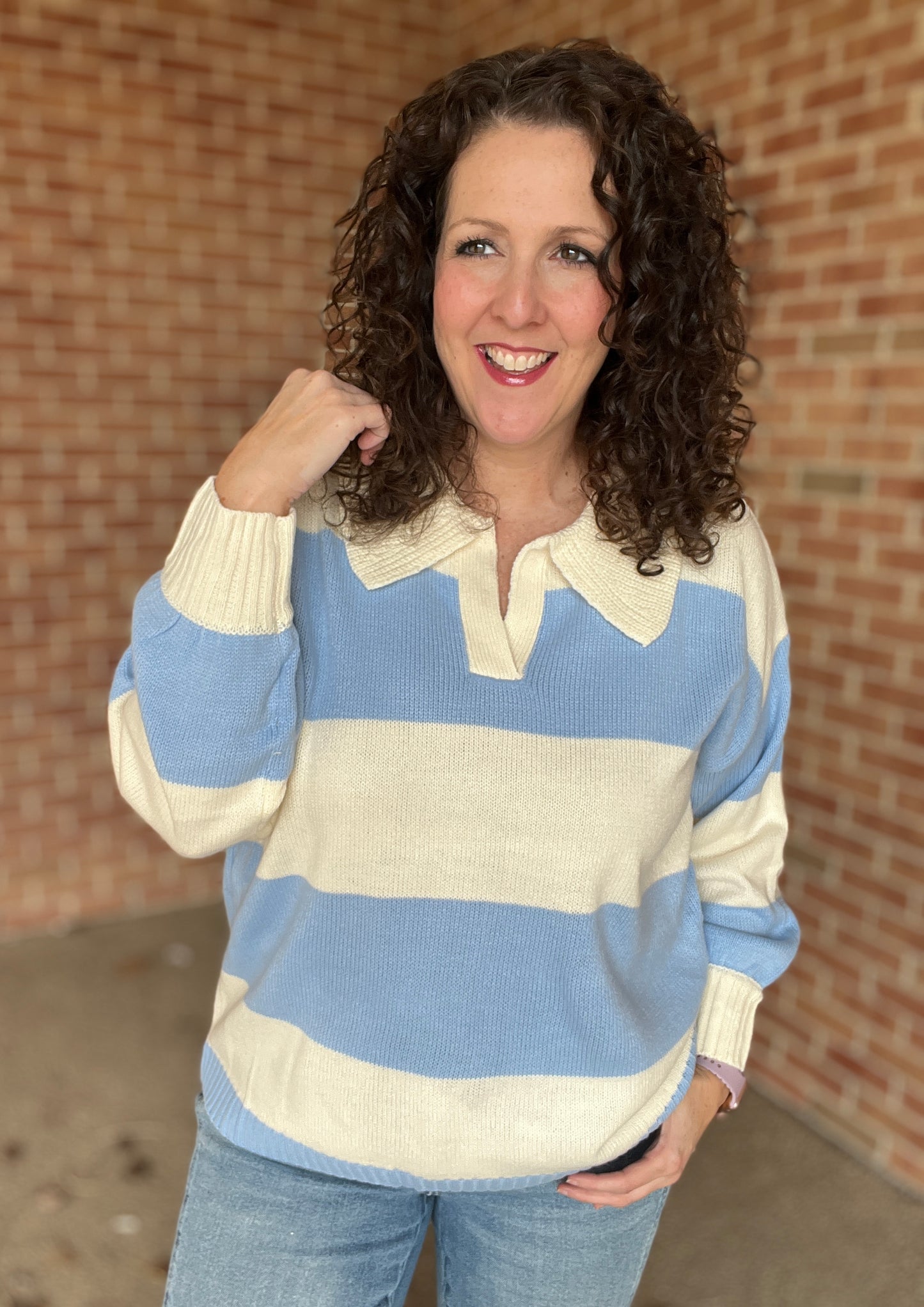 Collared Spring Stripe Sweater