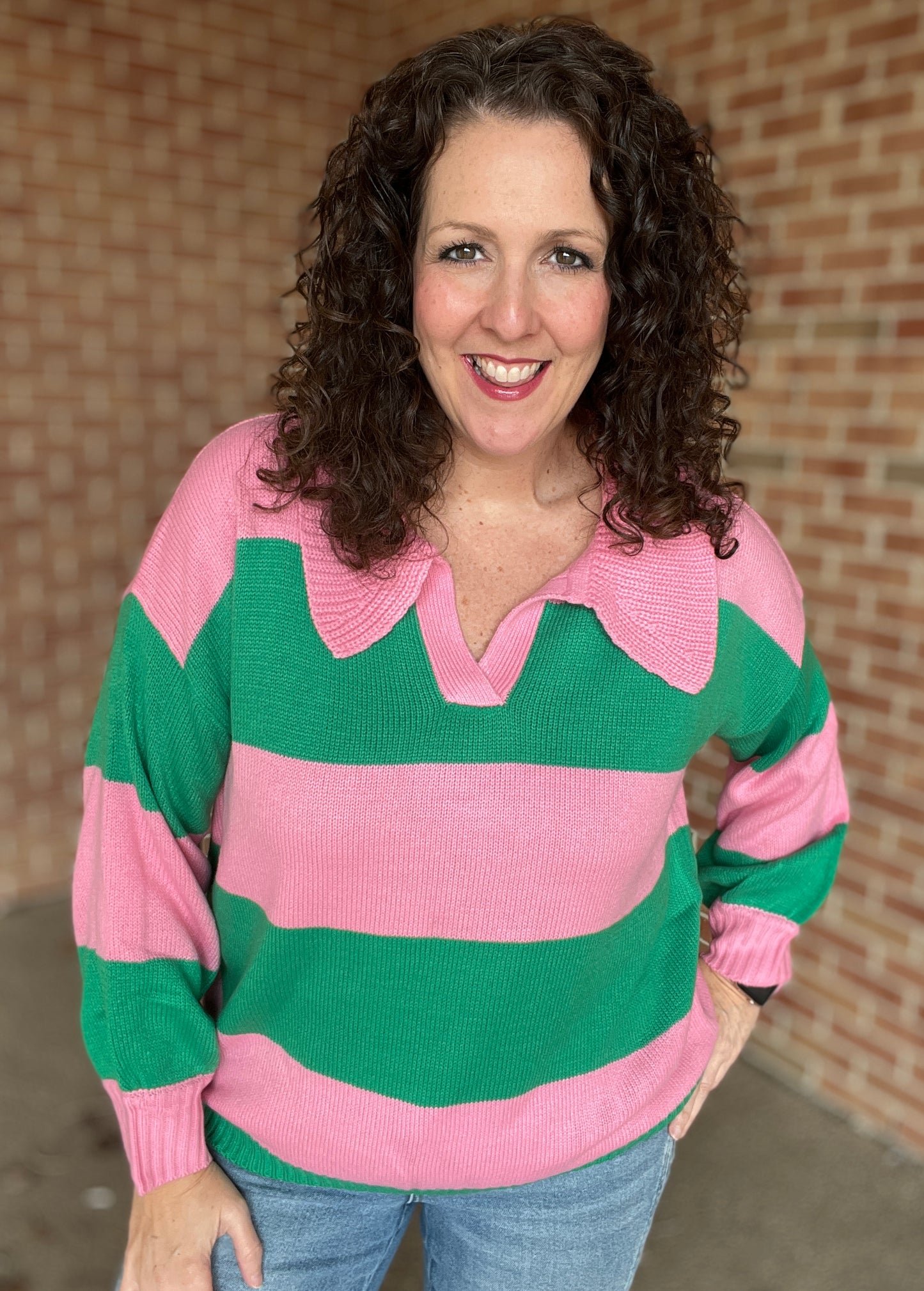 Collared Spring Stripe Sweater