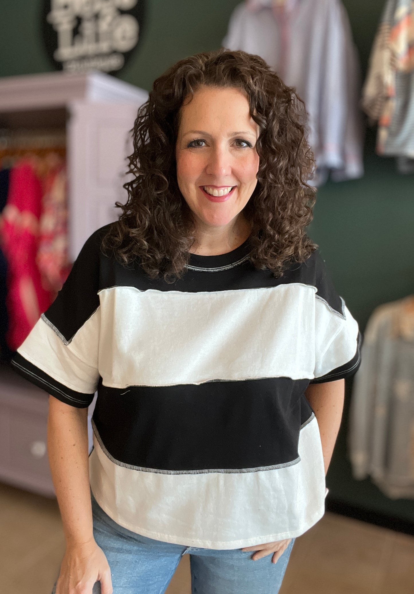 French Terry Wide Stripe Top