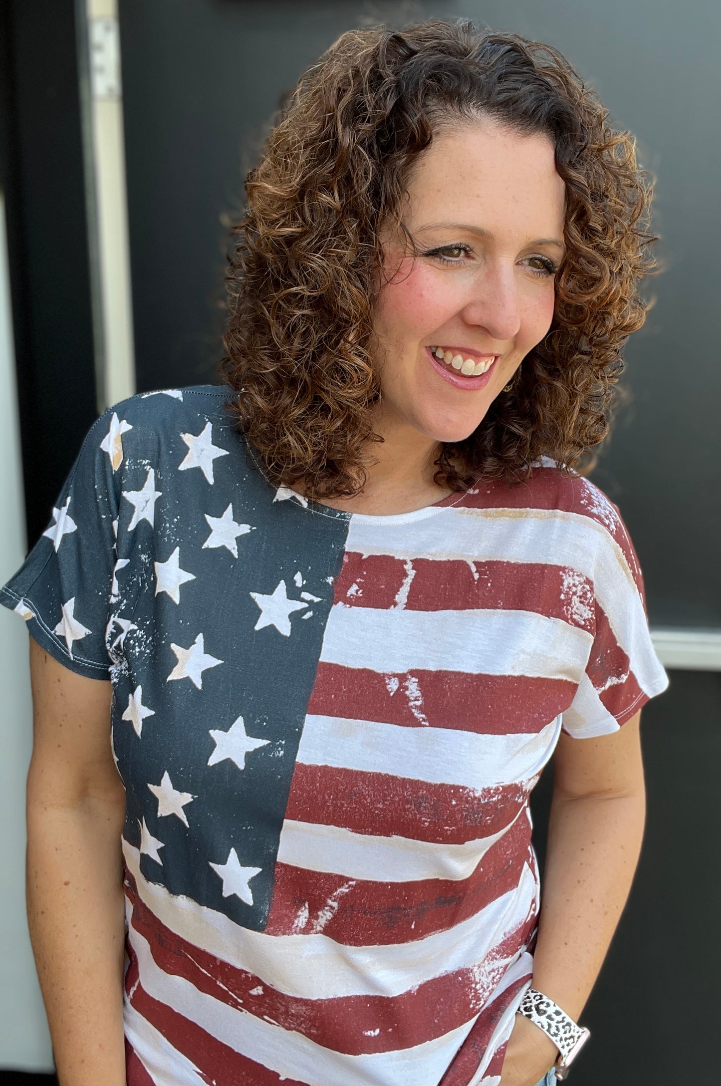 American Flag Short Sleeve Top