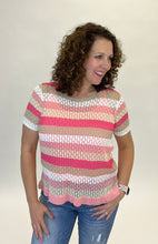 Load image into Gallery viewer, Striped Pointelle Knit Top