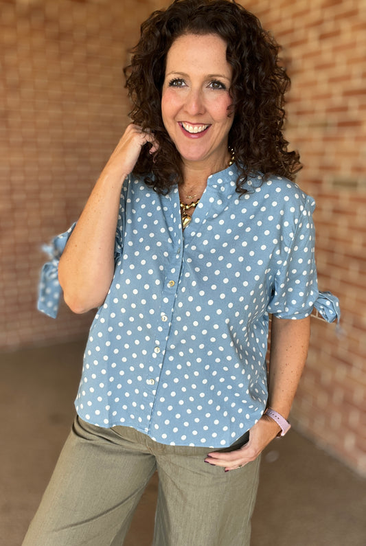 Polka Dot Chambray Blouse