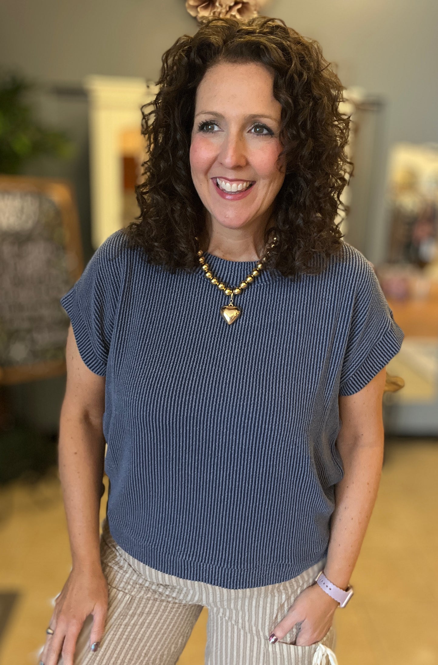 Corded Cap Sleeve Top
