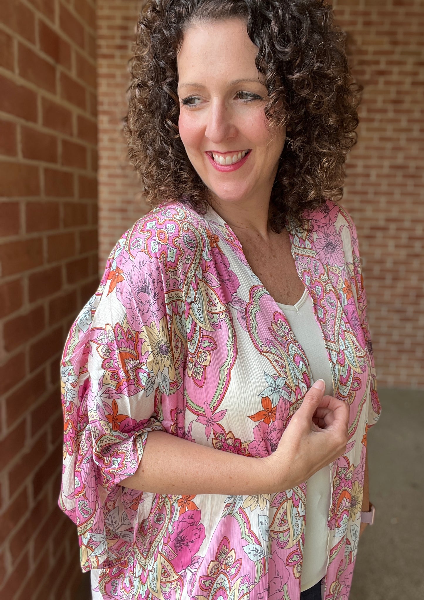 Pink Paisley Silky Kimono