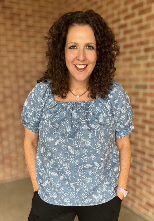 Floral Embroidery Off The Shoulder Top