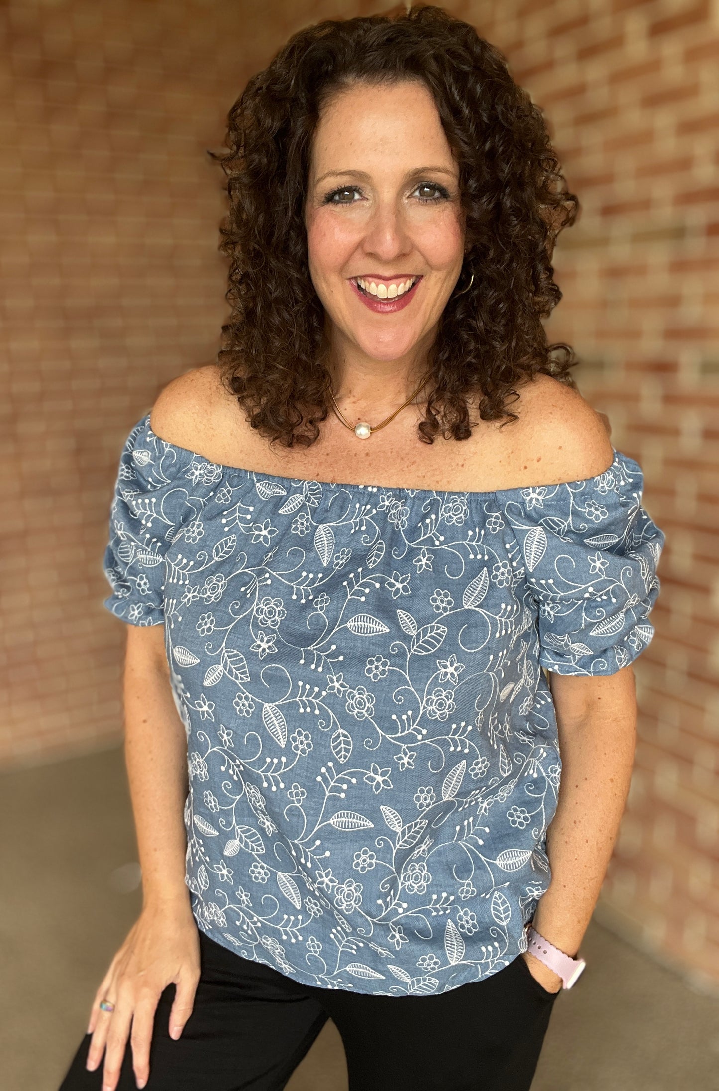 Floral Embroidery Off The Shoulder Top