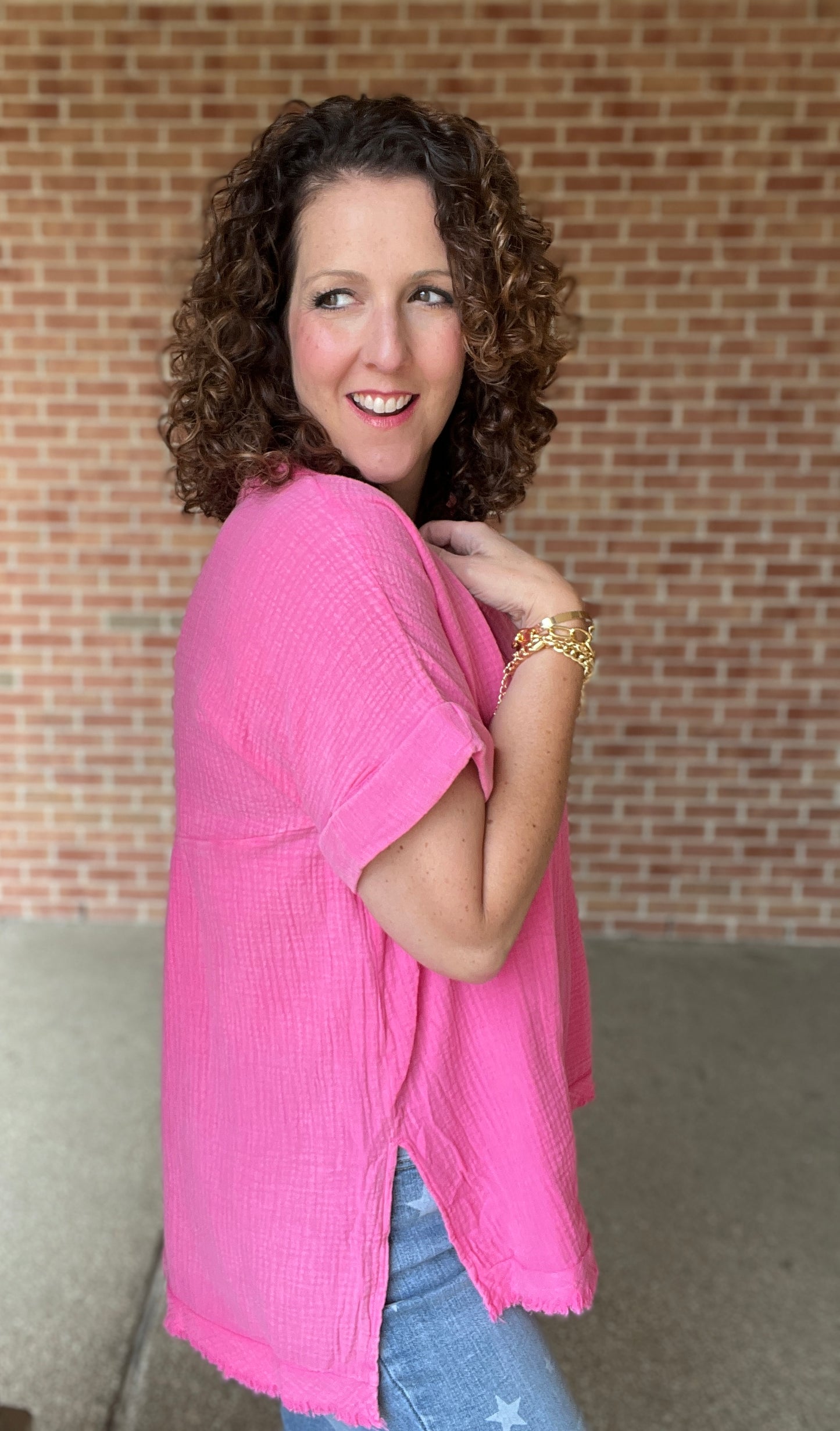 Mineral Wash Gauze Tunic Top