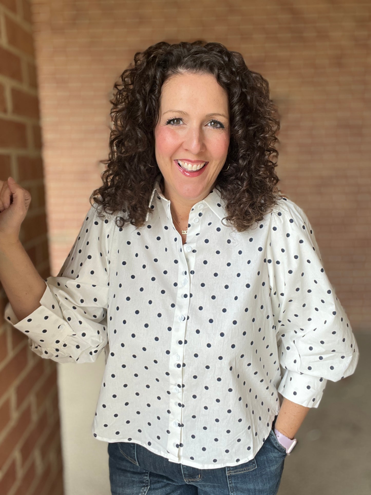 Polka Dot Puff Sleeve Blouse
