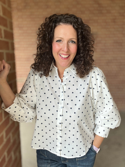 Polka Dot Puff Sleeve Blouse