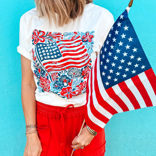 FLAG & FLOWERS Graphic Tee
